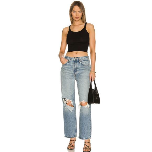 RE/DONE Originals Low Slung Distressed Crop Jeans 188-3WLSLC Size 30 Mid Rise - Picture 1 of 10